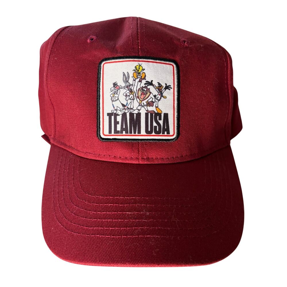 NWT Looney Tunes x Team USA Olympics Red Strap Adjustable Hat Dad Cap Bugs Taz